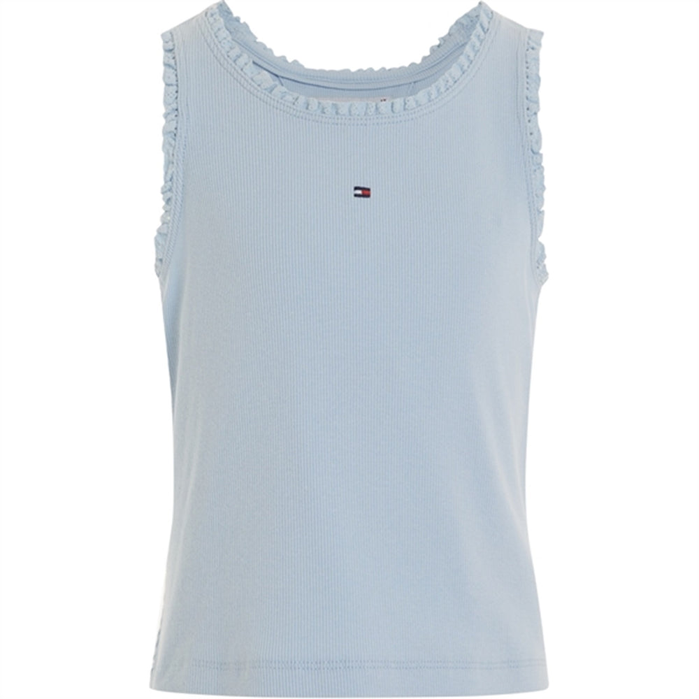 Køb Tommy Hilfiger Essential Rib Lace Tank Top Breezy Blue