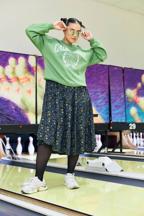 College-Sweater, oversized, California Stick, apfelgrün