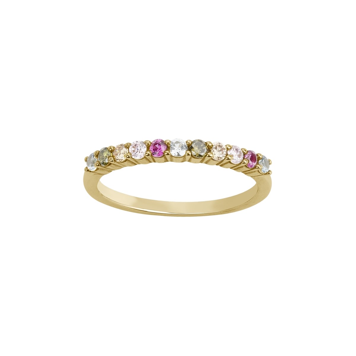 Alliance en Plaqué Or avec oxyde de zirconium multicolore
