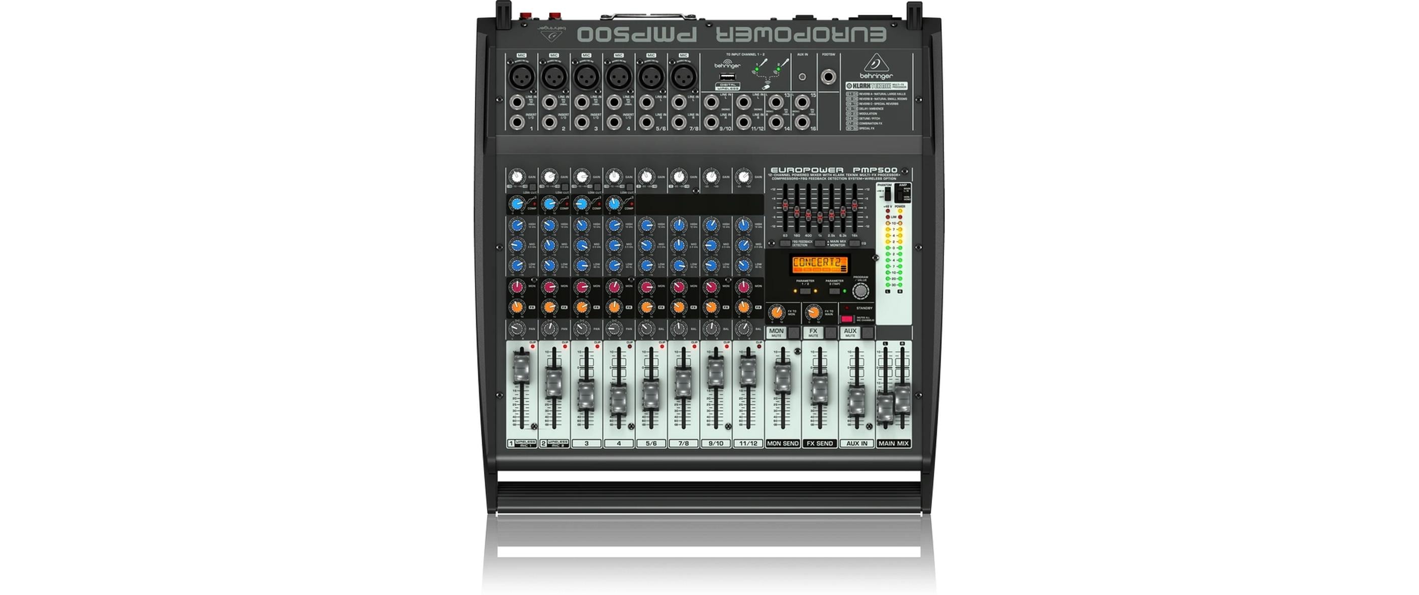 Mischpult PMP500<br>500W 12-Kanal-Power-Mixer mit Multi-FX-Prozessor
