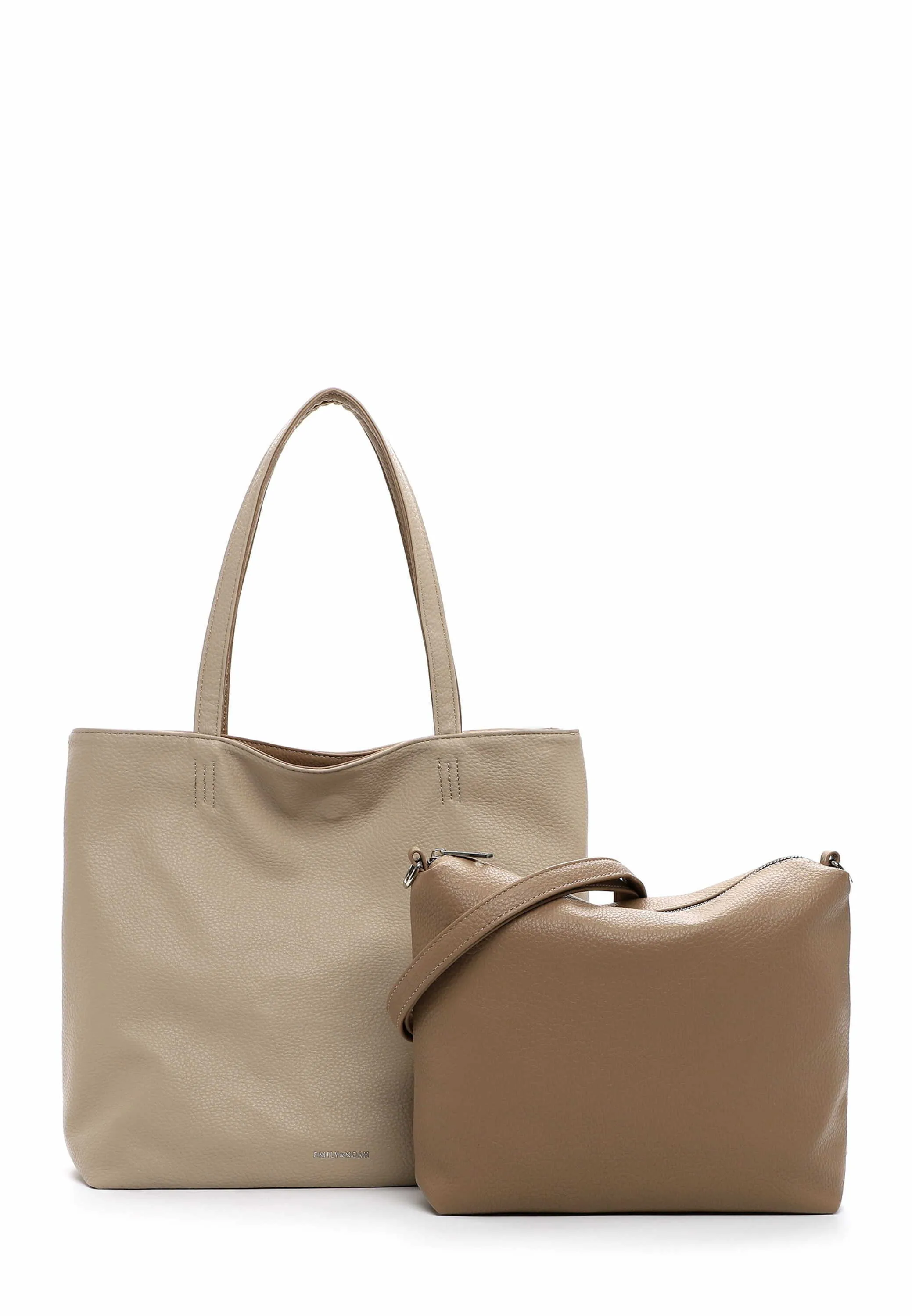 EMILY & NOAH Shopper Taupe Lederimitat  mit Bag in Bag