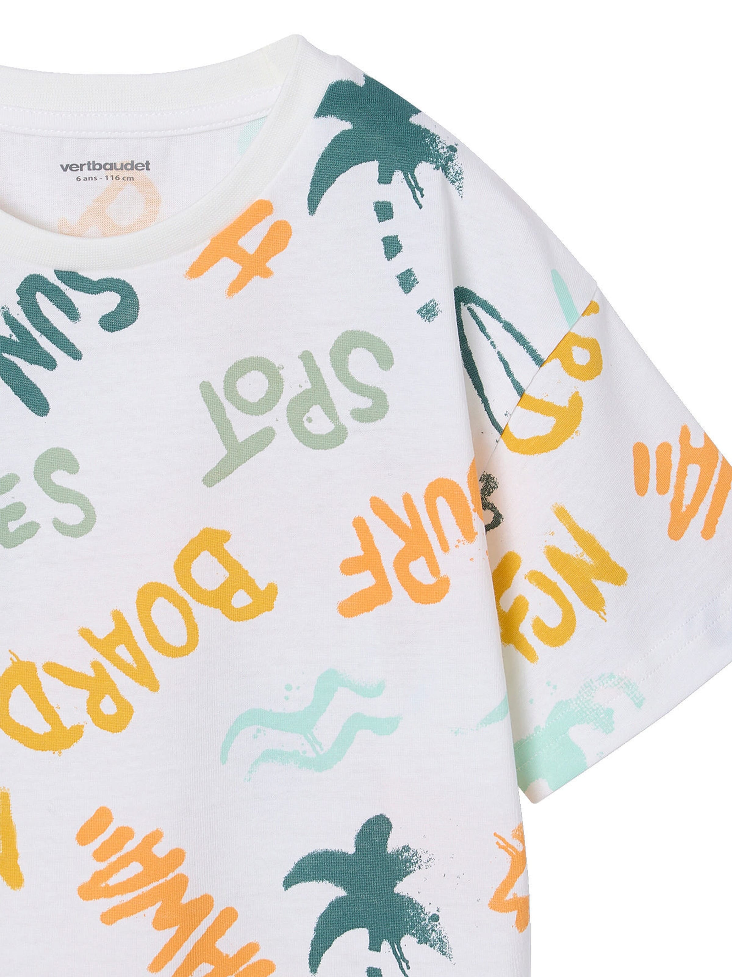 Vertbaudet Jungen T-Shirt mit Recycling-Baumwolle Sommermotive mehrfarbig
