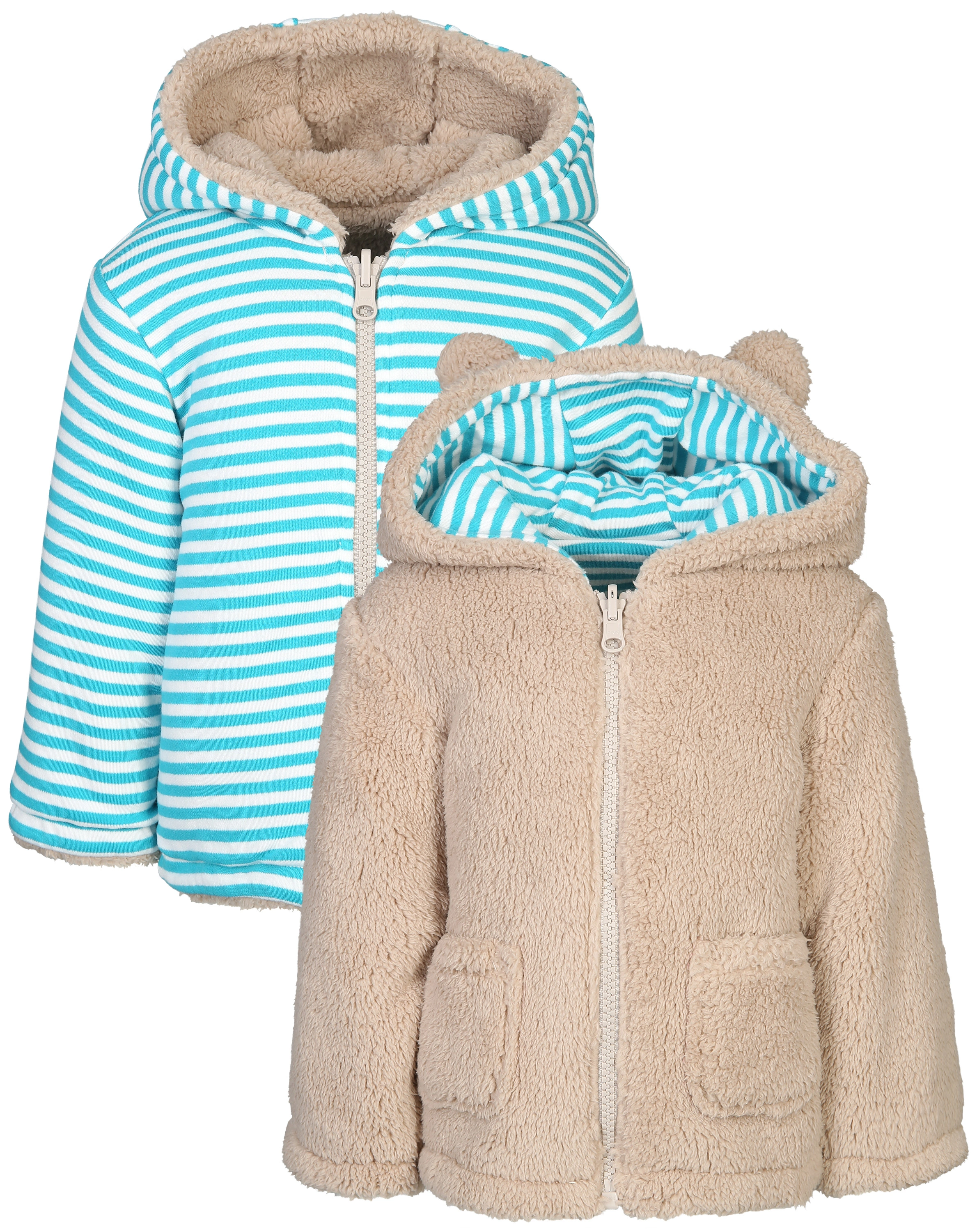 Kapuzen-Jacke TEDDY zum Wenden in twig/breton