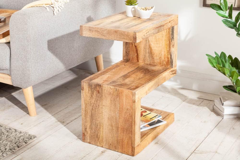 Riess Ambiente Massiver Beistelltisch S 60cm Mango Massivholz variabel stellbar Handarbeit Holztisch Tisch