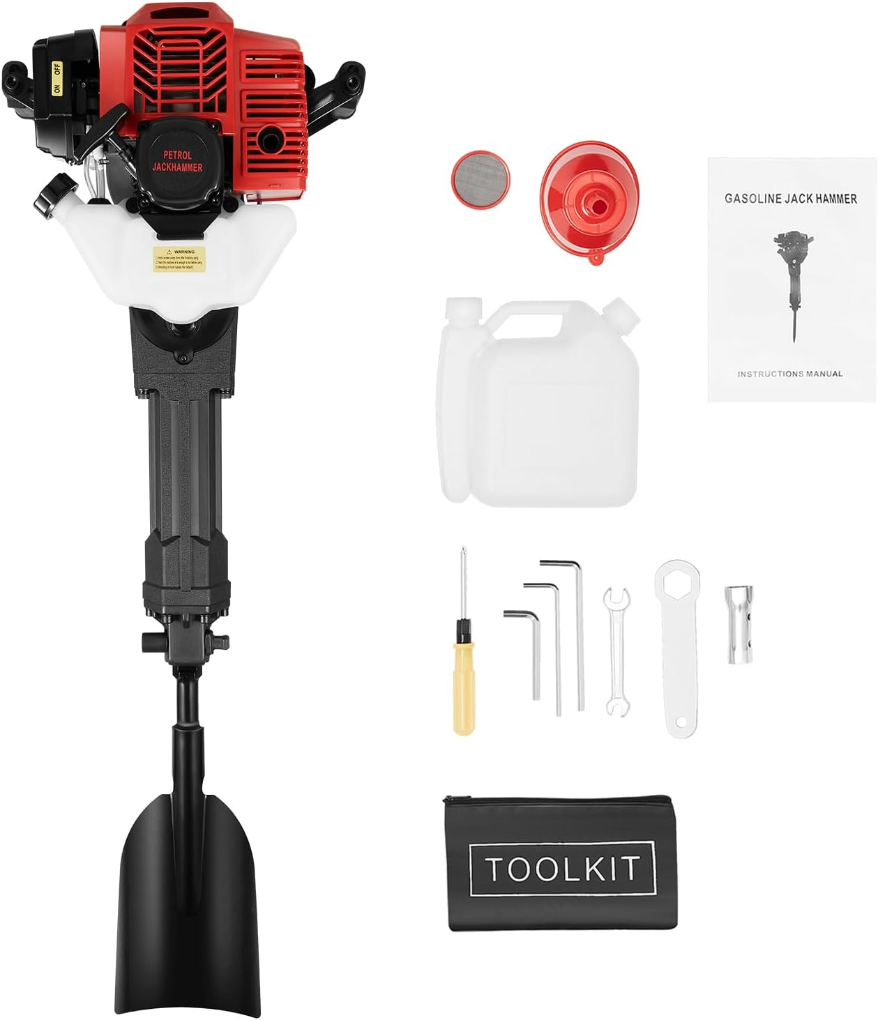 52CC 2-Takt 1900W Garten Baum Bagger, Benzin Handgeführte Gartenbaumgräber Baumpflanzschaufel Grabenfräse Bagger Graben Maschine Luftgekühlte für Garten Bauernhof Baumpflanzung
