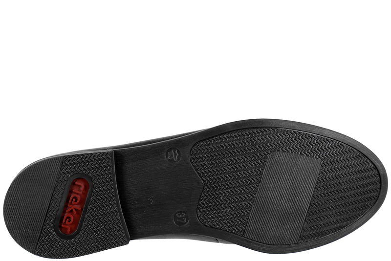 RIEKER LOAFERS I SORT GLAT SKIND MED BIDSEL
