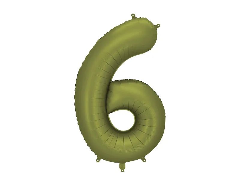6 Jaar Cijfer Ballon Olijfgroen Leeg 86cm