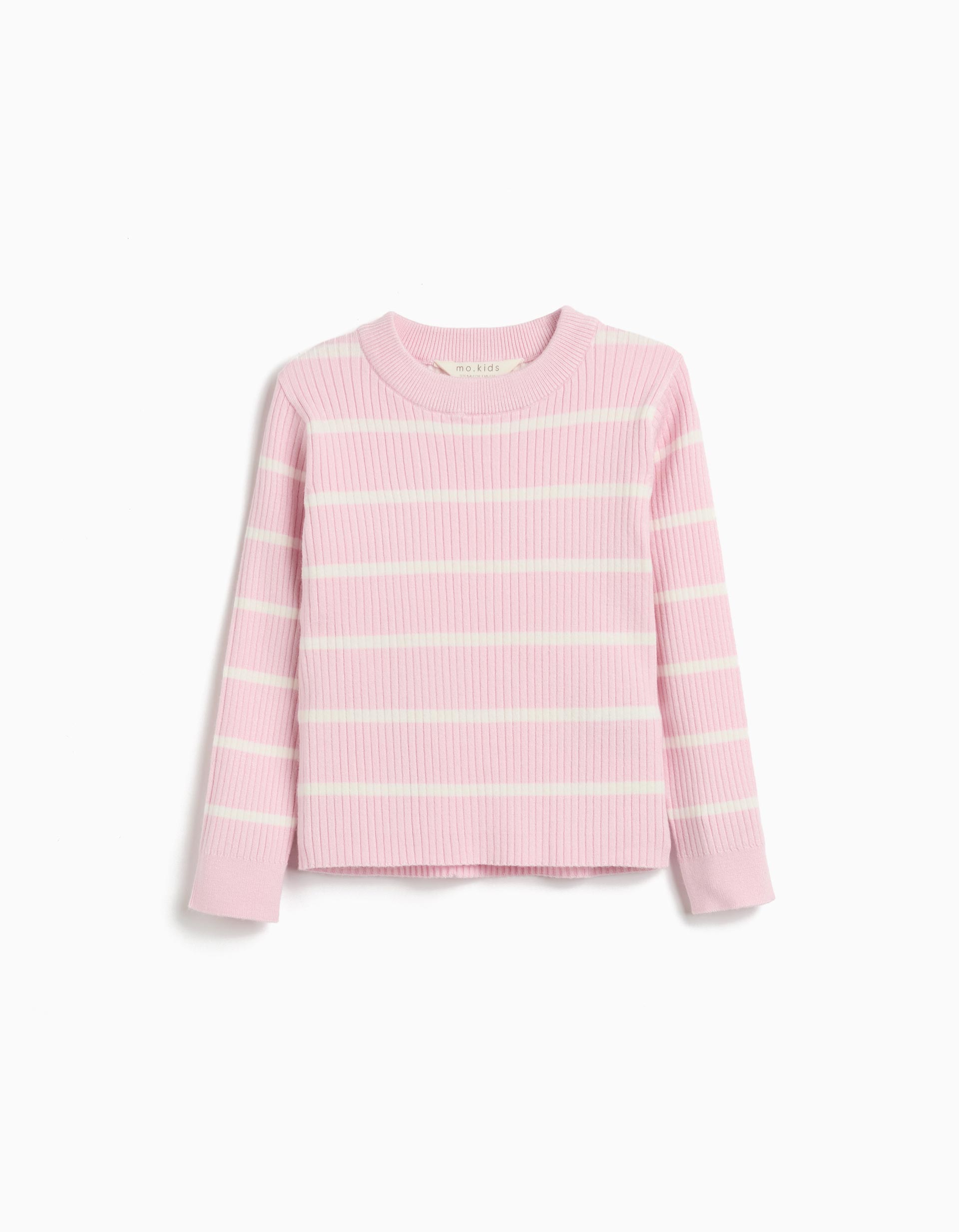 Camisola de Malha com Riscas, Menina, Rosa Claro