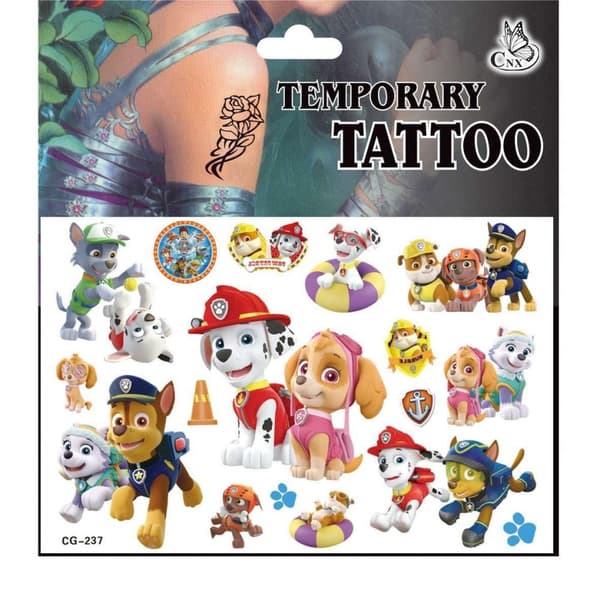 Paw patrulje tatoveringer - 4 ark - Barnetatoveringer