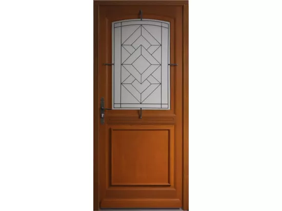 Porte D'Entrée Bois Vitrée, Elma, H,215Xl,90 P, Droit Cote Tableau