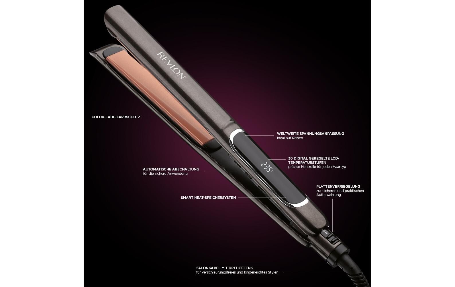 Profihaarglätter Salon Straight CopperGlätteisen mit ColourProtect Keramikbeschichtung