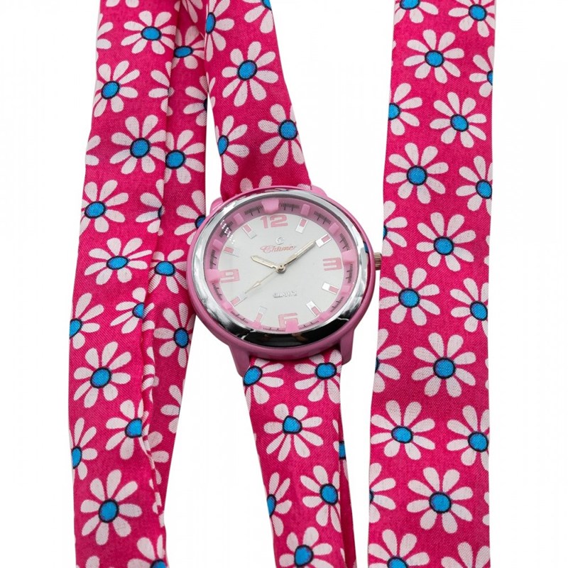 Montre Femme CHTIME bracelet Tissu Rose