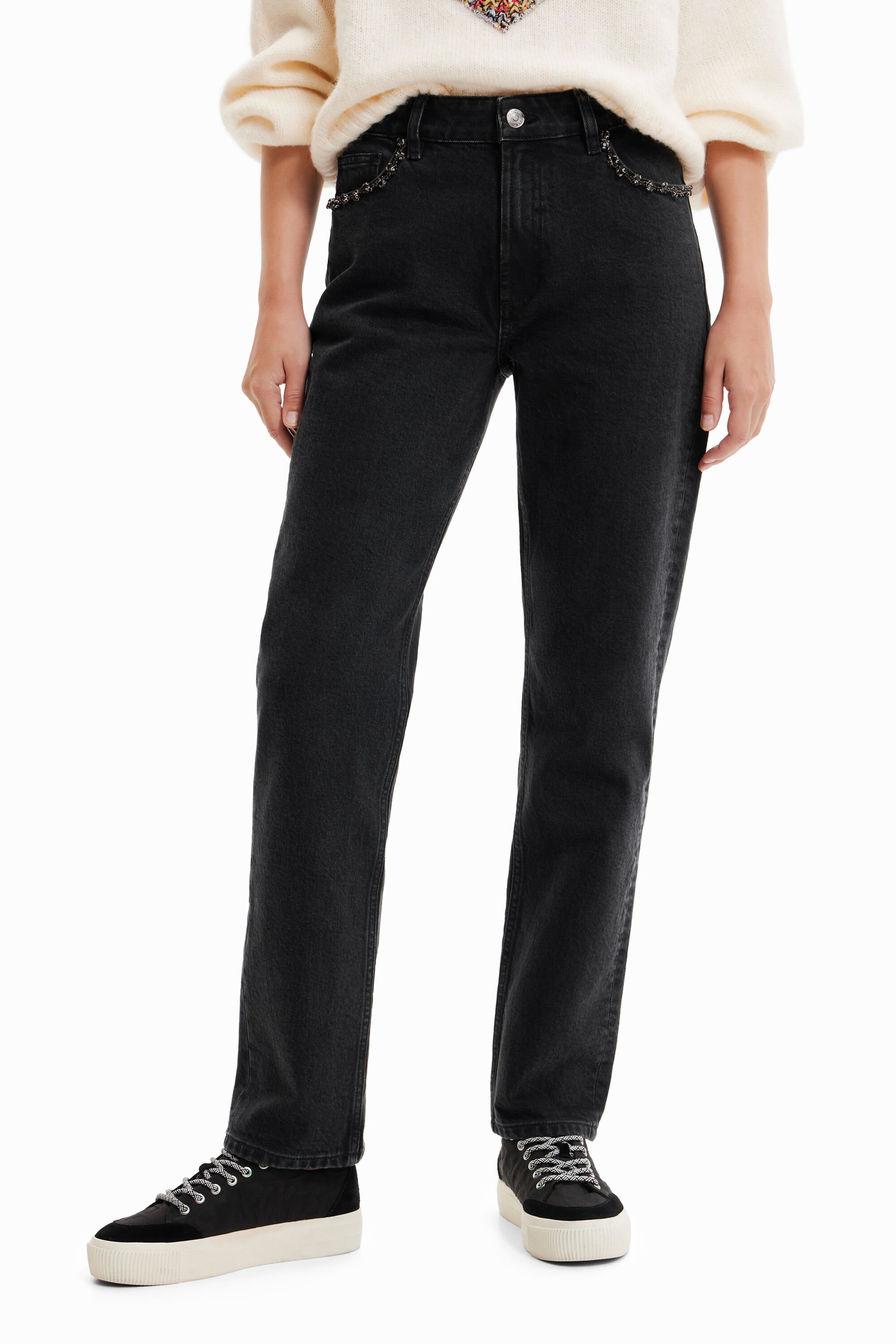 Jean droit strass