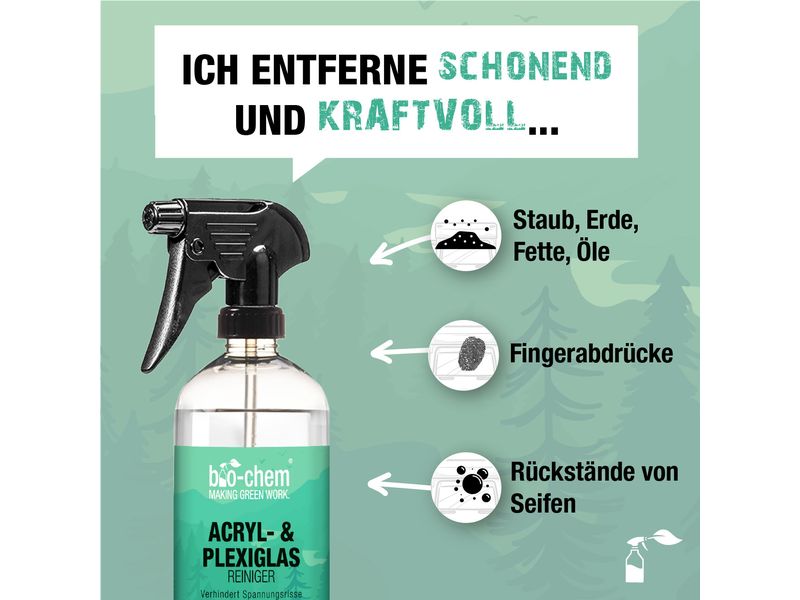 Bio Chem Acryl- und Plexiglasreiniger 750 ml Zuverlässiger Reiniger für Oberflächen aus Acryl und Plexiglas