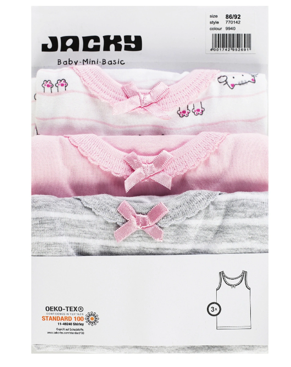 Unterhemd CATS & TRIANGEL 3er-Pack in rosa/grau