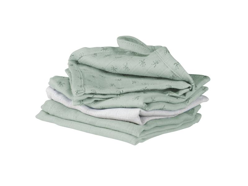 roba Baby-Waschlappen Organic 5er Set Grau/Hellblau Musselin Tücher aus Bio Baumwolle im 5er Pack