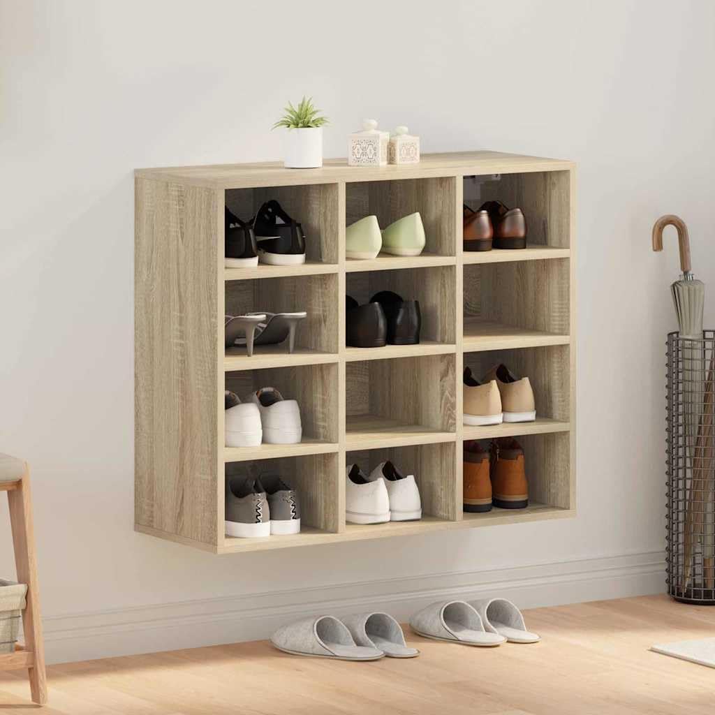 vidaXL Schuhschrank Sonoma-Eiche 77,5 x 30 x 67 cm Holzwerkstoff, Flur Aufbewahrungsschrank, moderner Schuhorganizer, platzsparendes Möbel für Dein Zuhause