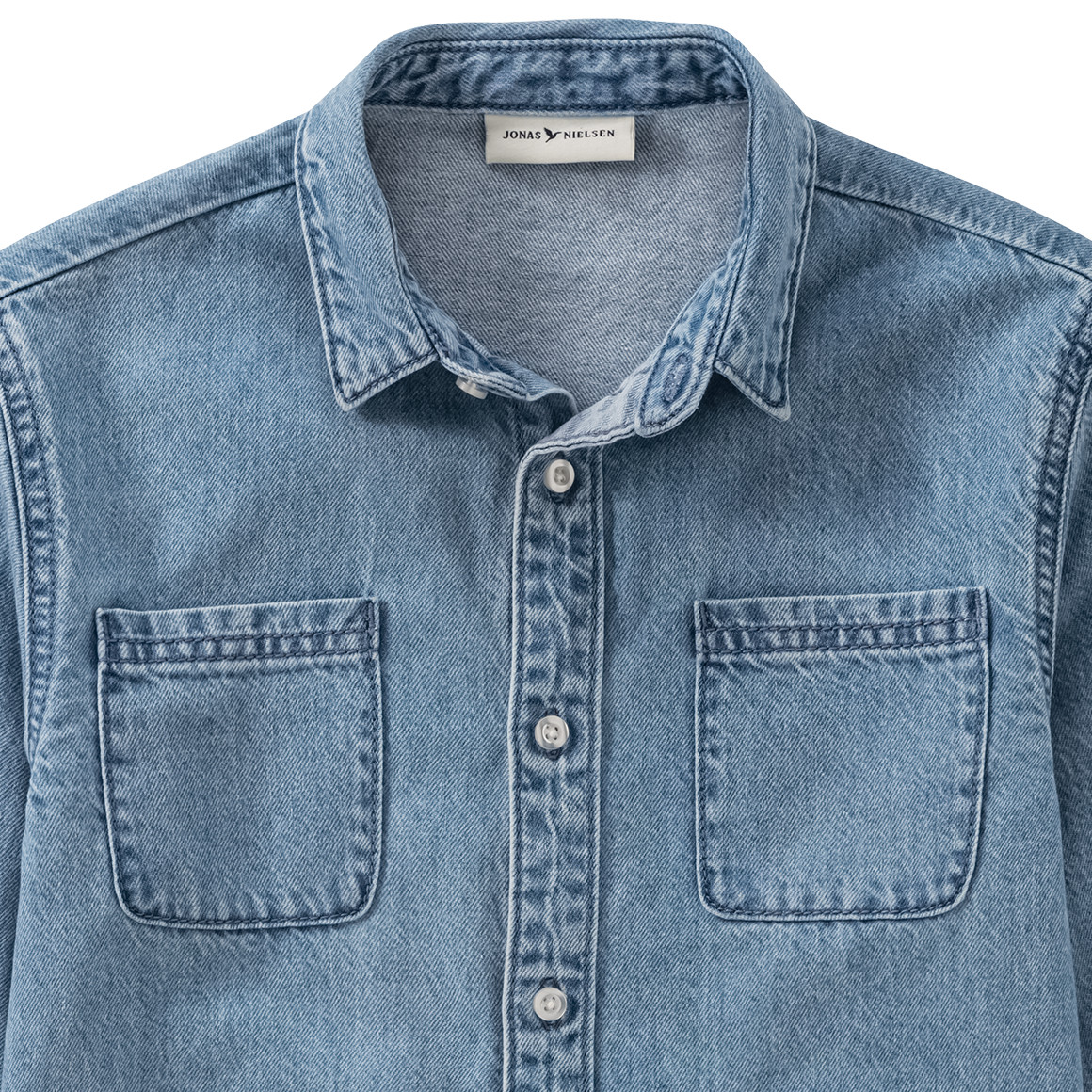Jonas Nielsen Jungen Jeanshemd mit Rückenprint hellblau