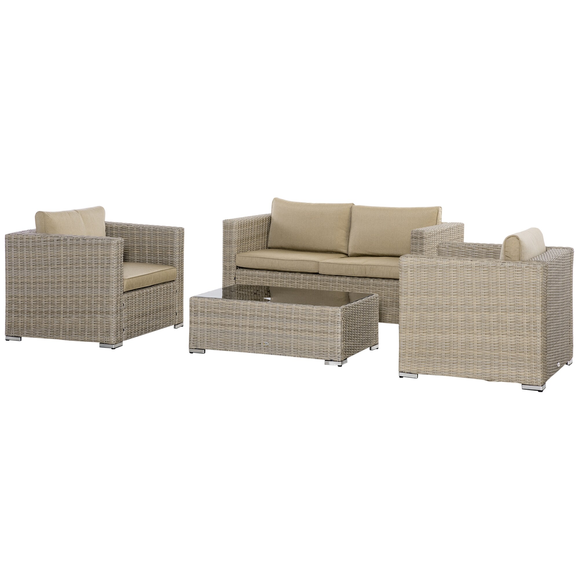 Outsunny Gartenmöbel Set mit Couchtisch bunt 150L x 75B x 65H cm