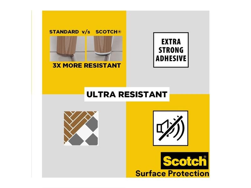 3M Filzgleiter Ultra Resistant, 208 mm x 15 mm, Grau, 4er P Extrembeständige Filzpads
