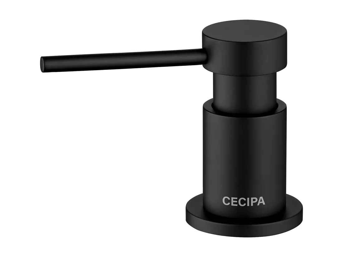 Cecipa max Distributeur de Savon de Cuisine Noir Distributeur de Savon avec Récipient de 300ML + Tuyau d'extension en Silicone de 1,25M,EU Modèle