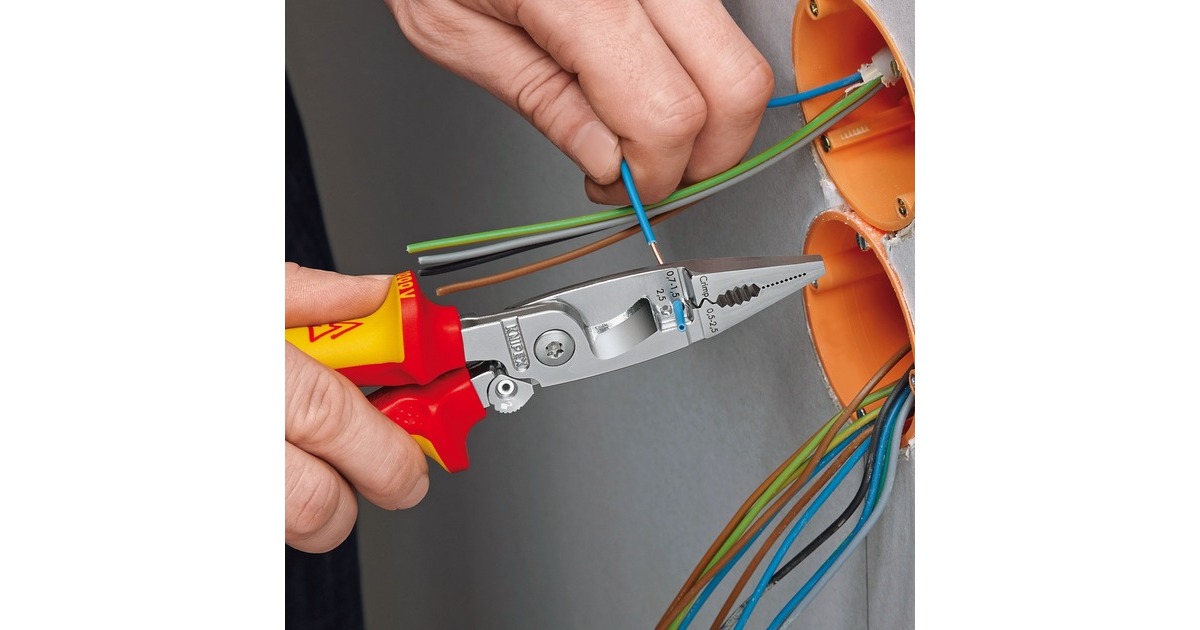 KNIPEXElektro installatietang 13 96 200 T  (Rood/geel)