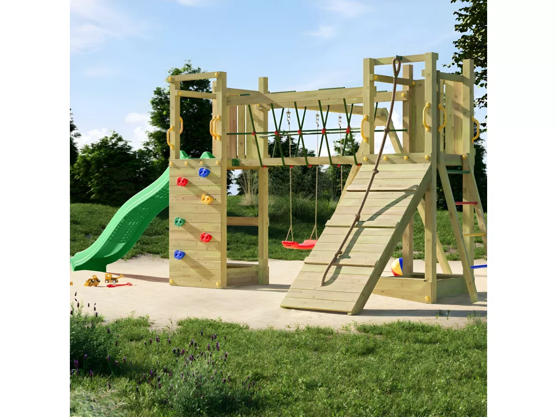 Aire de jeux Funny 3 avec balançoire double - Fungoo