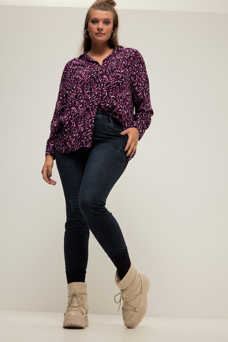 Skinny Jeans, cutted Saum, 5-Pocket, Elastikbund, Zipp-Fly