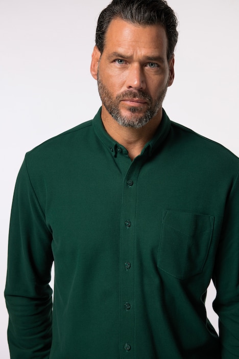 JP 1880 Piquéhemd, Langarm, Mini-Buttondown-Kragen, Modern Fit, bis 8 XL