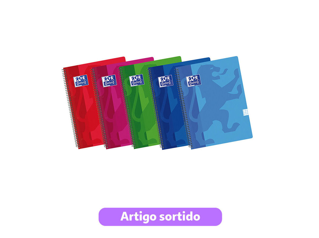 CADERNO ESPIRALFLEX OXFORD CORES VIVAS A4 QUADRICULADO CORES SORTIDAS