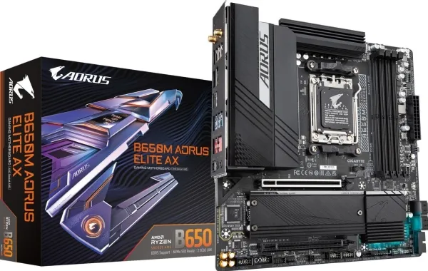 [OUTLET] - Gigabyte B650M AORUS ELITE AX - Bundkort - micro ATX - Socket AM5 - AMD B650 Chipset - USB 3.2 Gen 2, USB-C 3.2 Gen2, USB 3.2 Gen 1, USB-C 3.2 Gen 2x2 - 2.5 Gigabit LAN, Wi-Fi 6E, Bluetooth - onboard grafik (CPU påkrævet) - High Definitio