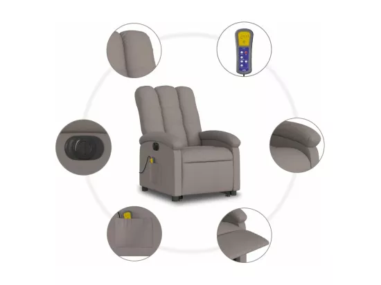 Fauteuil inclinable massant électrique Taupe Tissu