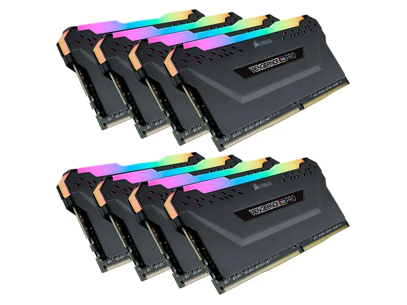 CORSAIR Vengeance RGB PRO - DDR4 - sæt - 32 GB: 4 x 8 GB - DIMM 288-PIN - 3200 MHz / PC4-25600 - CL14 - 1.35 V - ikke bufferet - ikke-ECC - sort