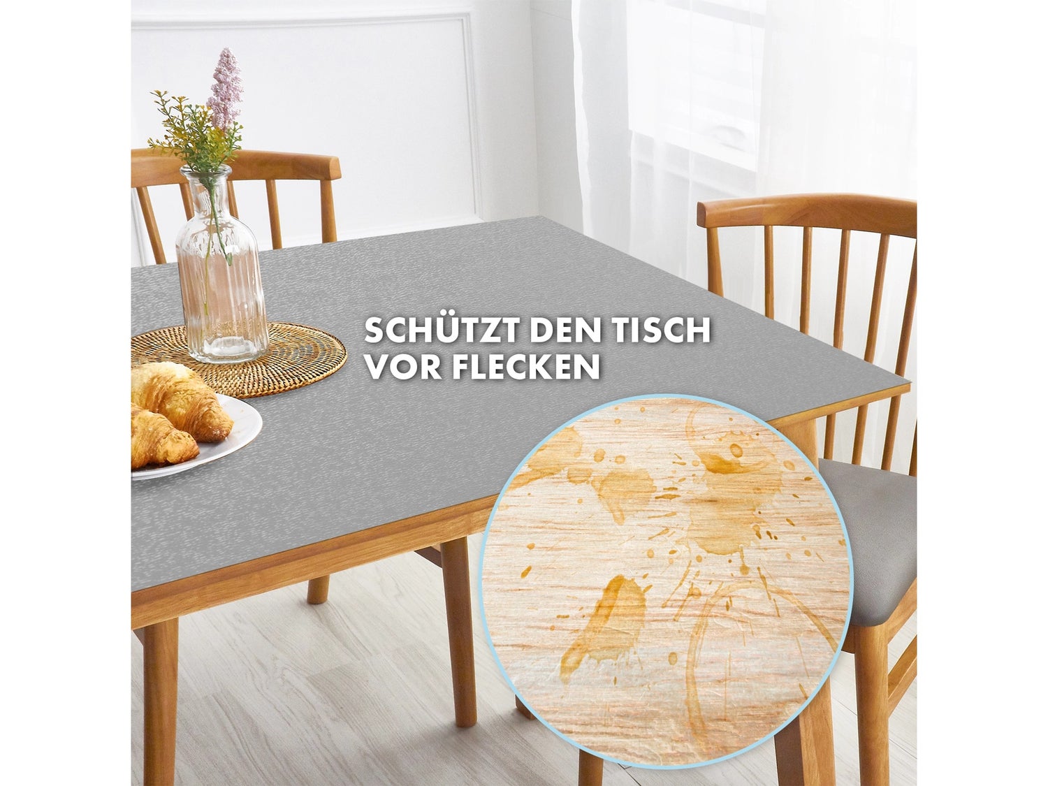 KARAT Tafelbeschermer Empire met afgeschuinde rand lichtgrijs 80 x 40 cm