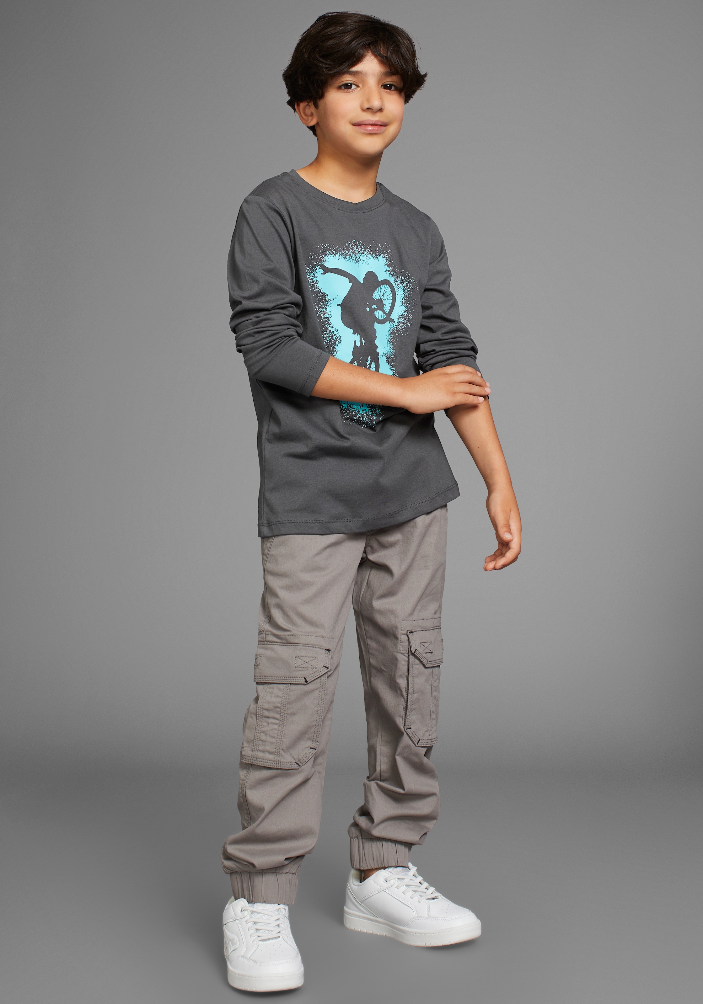 KIDSWORLD Langarmshirt »BIKER«, , lässiger Druck für Jungen