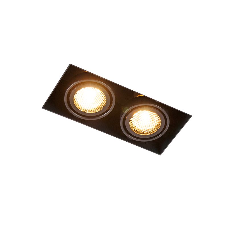 Set van 6 Inbouwspot zwart draai- en kantelbaar Trimless 2-lichts - Oneon Honey
