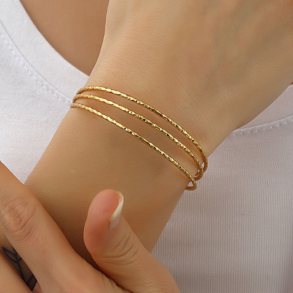 Bracelet ajustable - 3 rangs - Laiton plaqué or