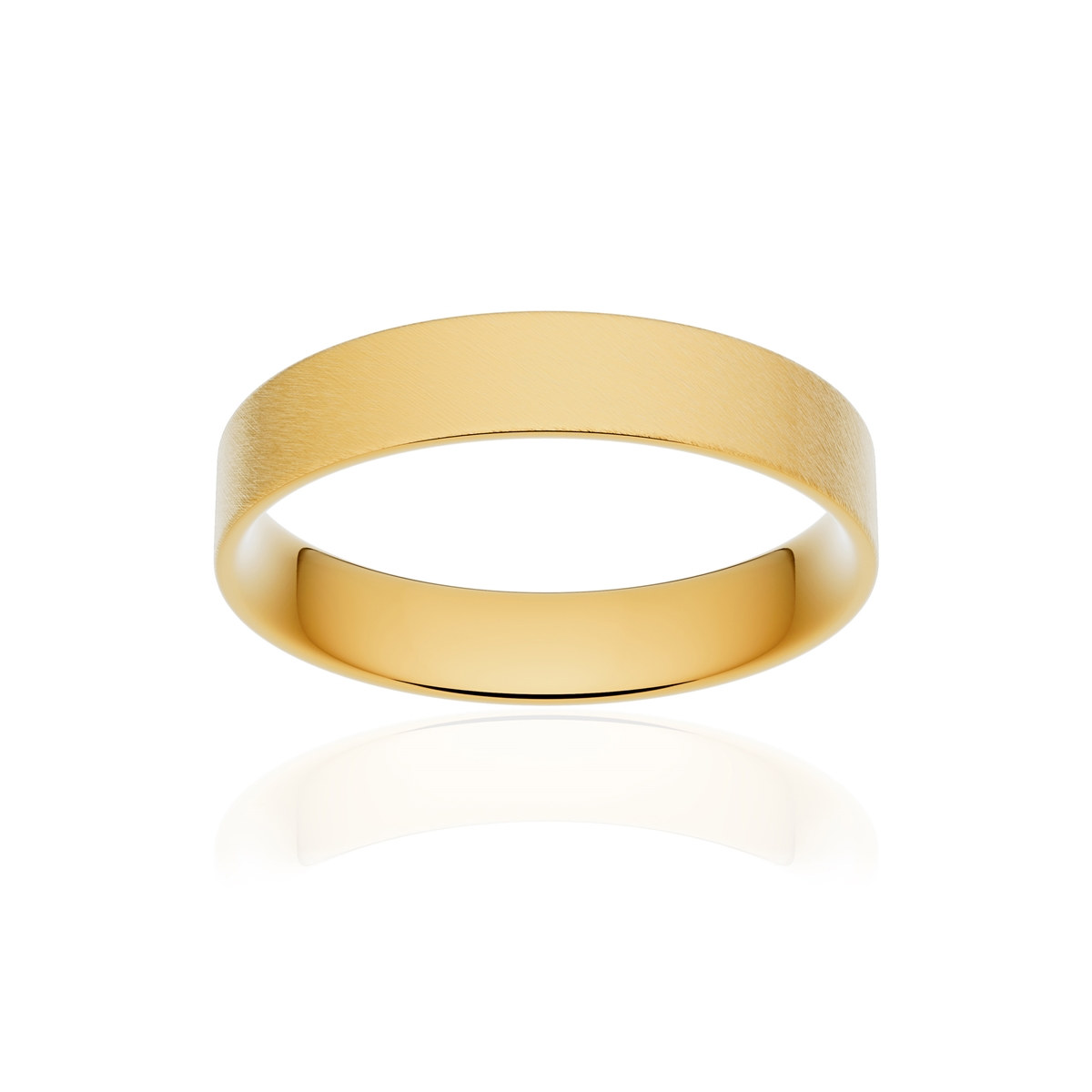 Alliance or 375 jaune givré ruban plat confort 4mm