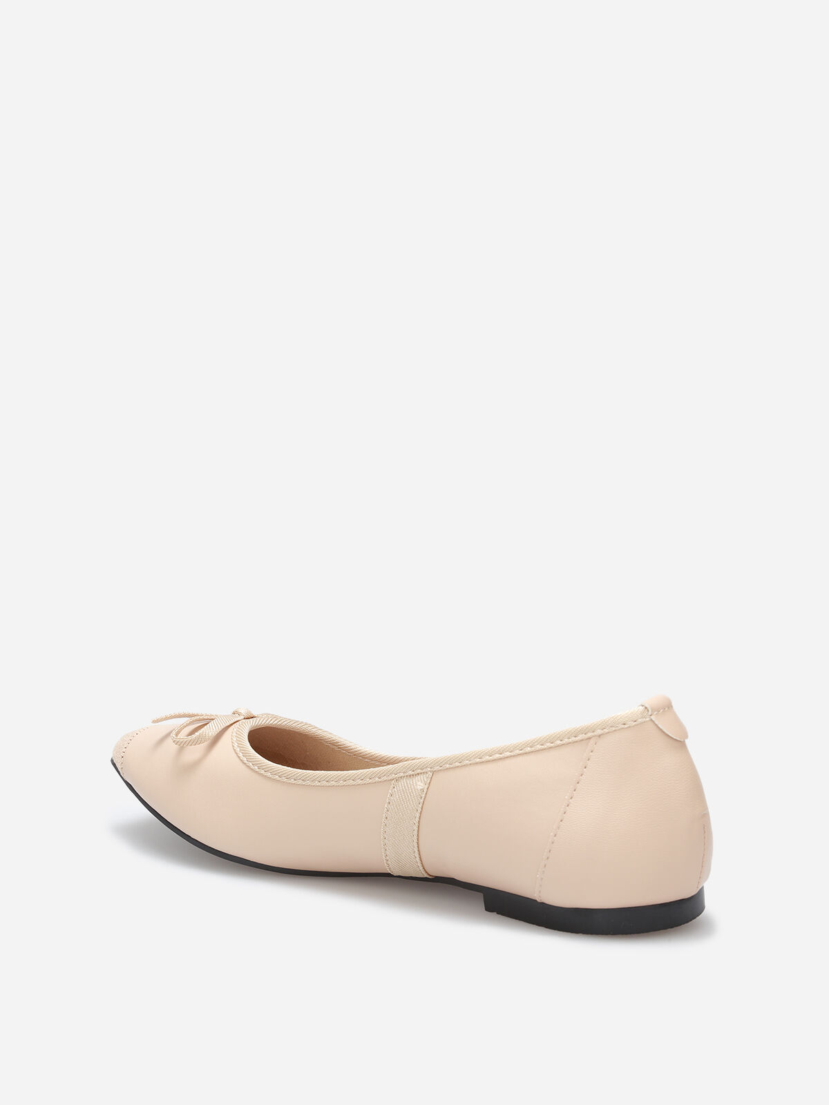 Ballerines multimatières à bout carré et nœud- Rose