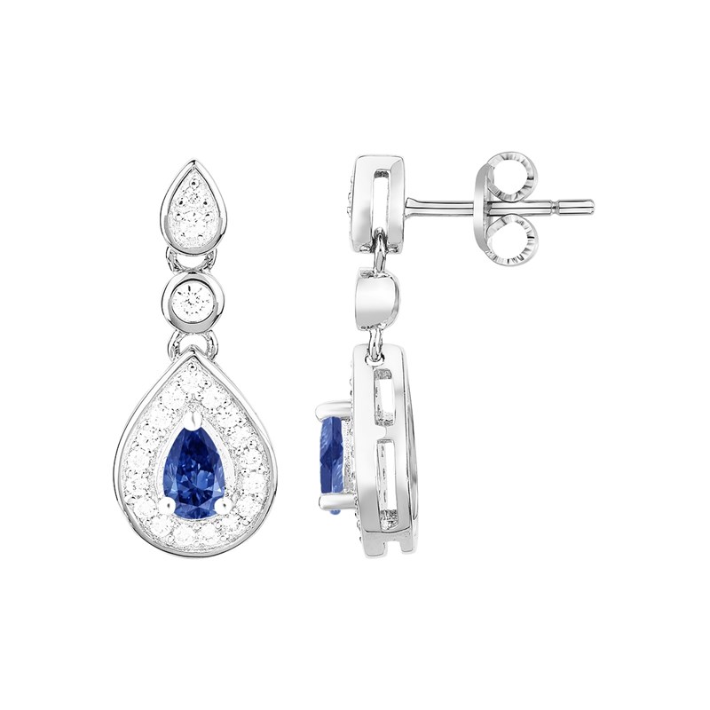 Boucles d'oreilles pendantes en Argent avec spinelle bleu saphir
