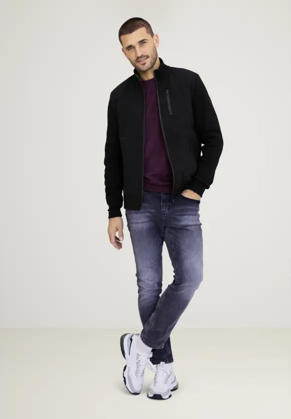 Strickjacke im Materialmix - Black