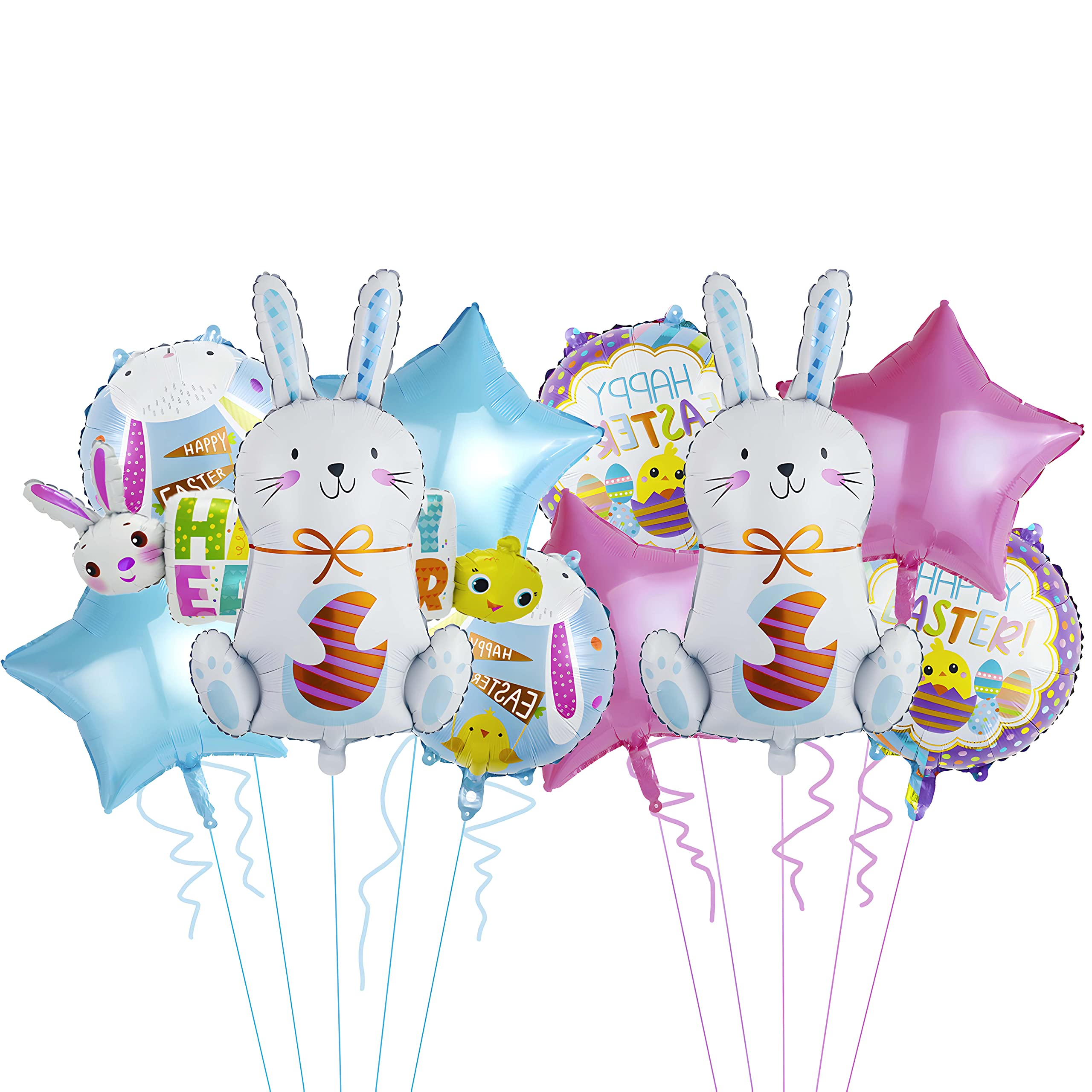 (11-tlg. Set) Oster Party Folien Ballon Happy Easter Deko Luftballon - Osterhase / Küken
