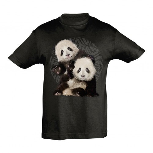 Camiseta infantil Panda Bros., preta