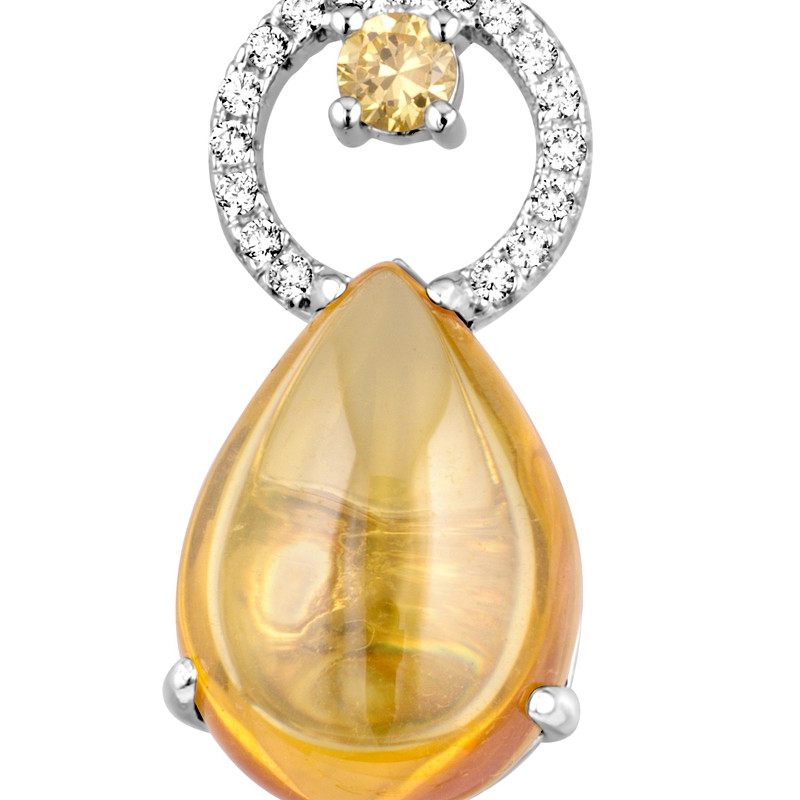Pendentif en Argent orné de 25 Cristaux Swarovski Zirconia Blancs et Jaune