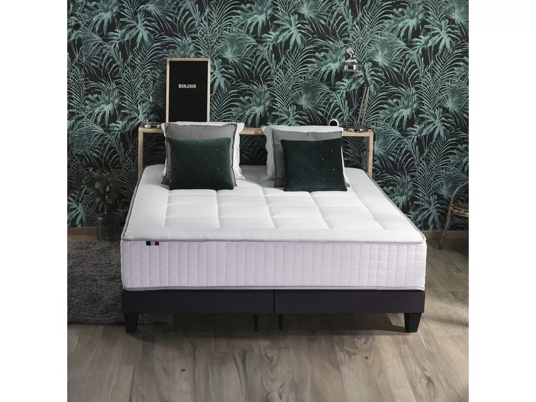 Ensemble matelas mémoire de forme BELLAGIO 2 et sommier déco Dimensions - 2x90 x 200 cm