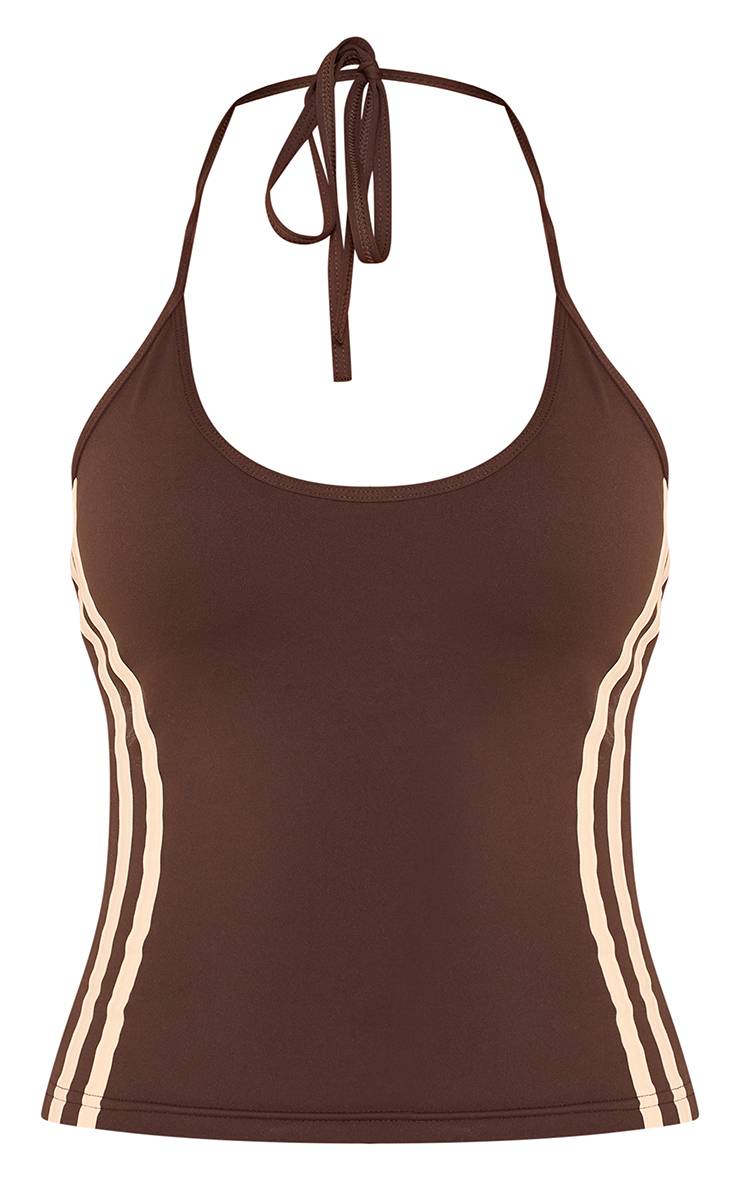 Chocolat Débardeur De Sport Sculptant À Bandes Latérales Contrastées