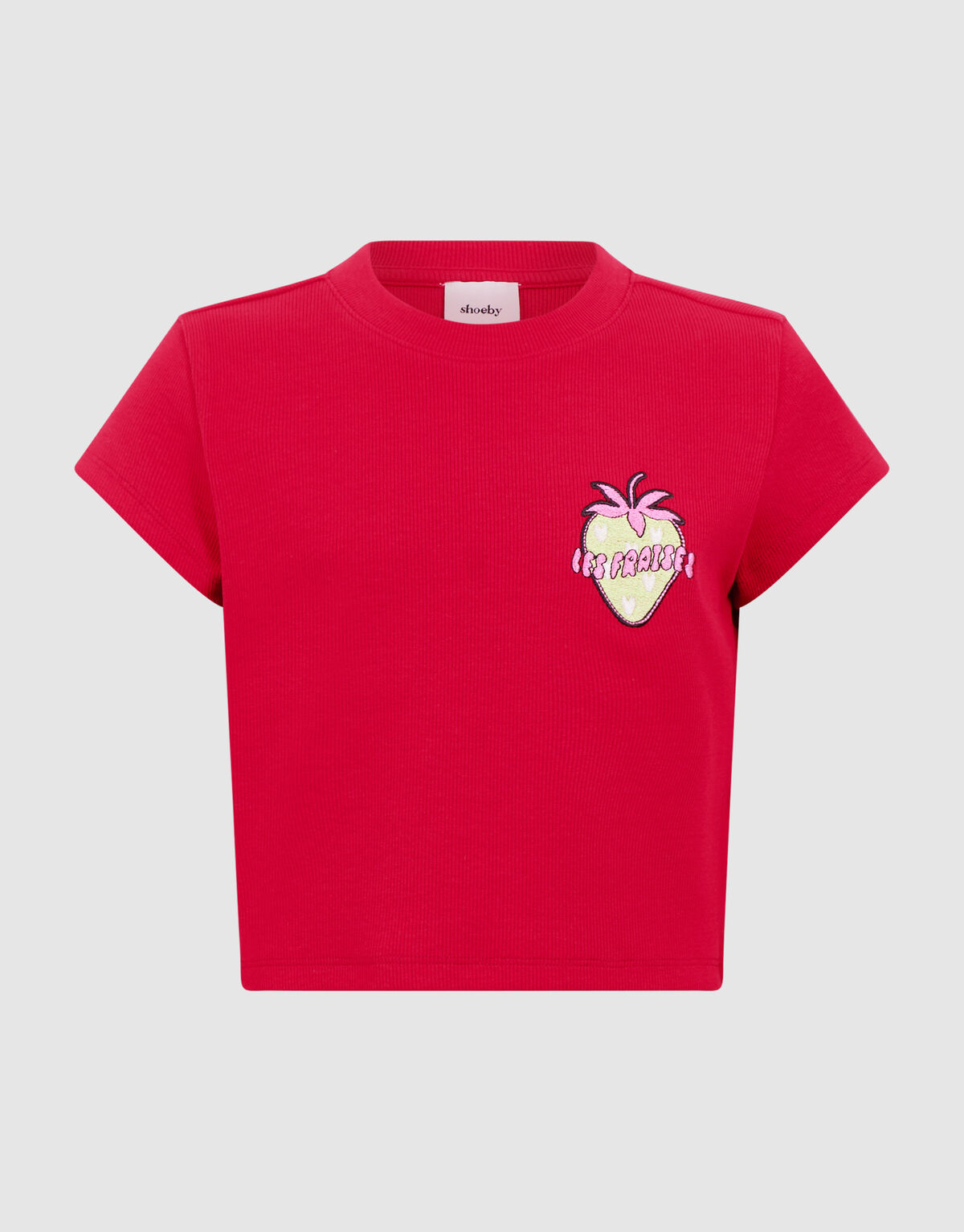 Les Fraises Rib Crop Top Rood