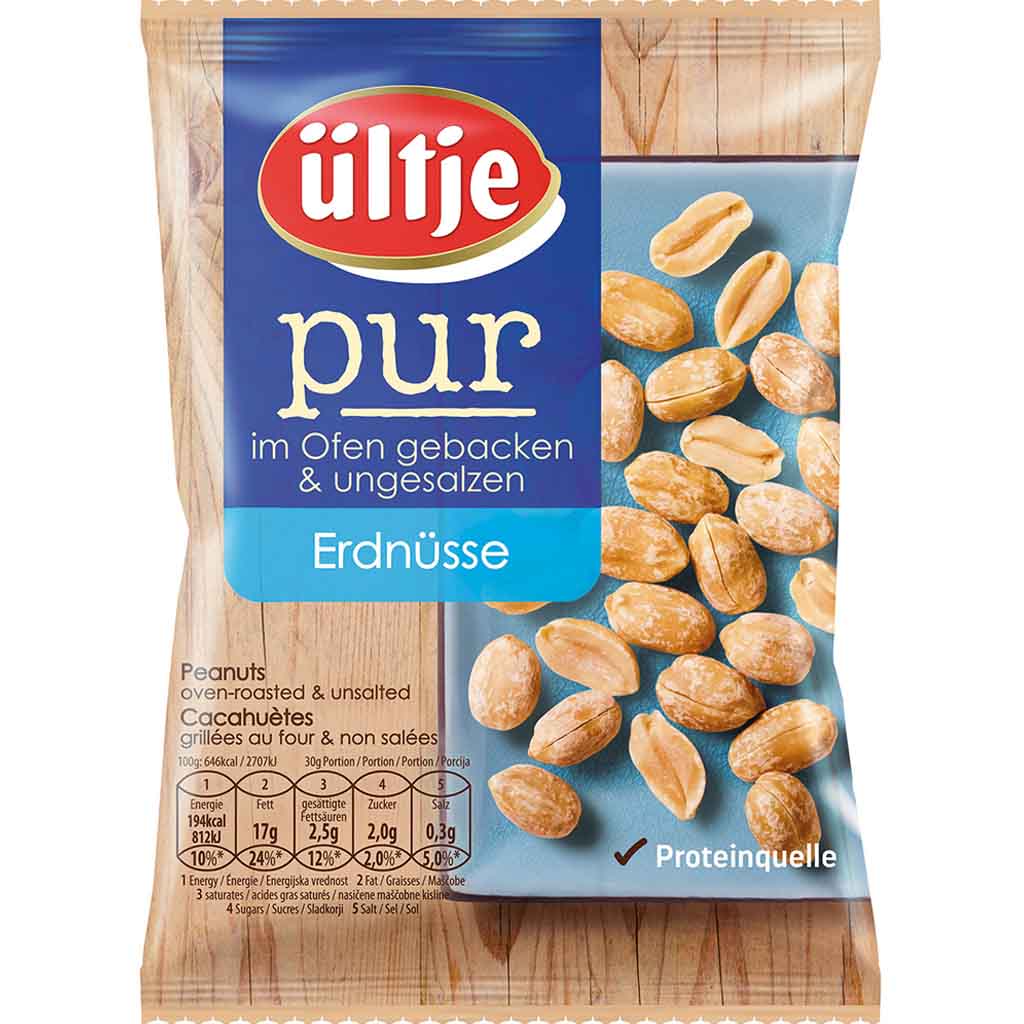 ültje pur Erdnüsse gebacken & ungesalzen 200g MHD:30.8.25