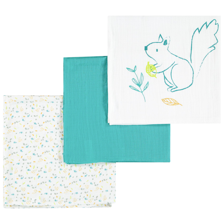 Lot de 3 langes en gaze de coton garçon