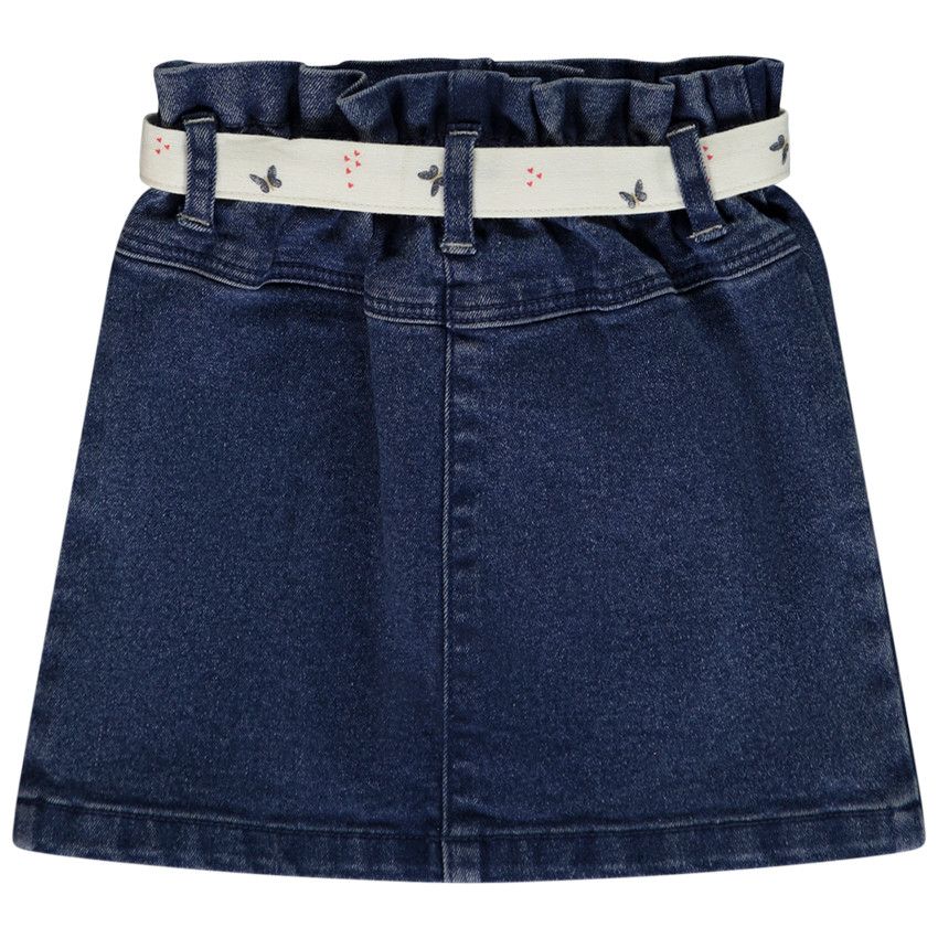 Jupe effet jean avec ceinture à nouer pour bébé fille - Bleu moyen